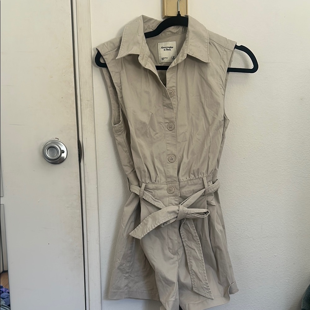 Abercrombie Beige Button-Up Romper